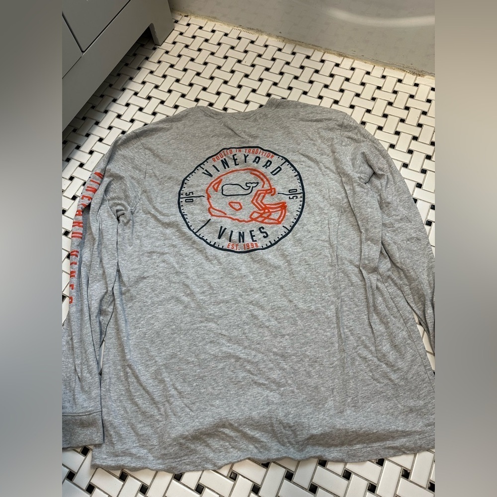 Vineyard Vines Gray and Orange Long Sleeve Tee